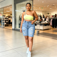👖 PROMO LIMITÉE -50% ! ✨ Short Jean Déchiré Grande Taille Femme – Effiloché Tendance, Haute Élasticité, Taille Mi-Haute Sculptante · Bleu Clair · S–4XL 💥