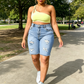 👖 PROMO LIMITÉE -50% ! ✨ Short Jean Déchiré Grande Taille Femme – Effiloché Tendance, Haute Élasticité, Taille Mi-Haute Sculptante · Bleu Clair · S–4XL 💥