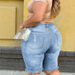 👖 PROMO LIMITÉE -50% ! ✨ Short Jean Déchiré Grande Taille Femme – Effiloché Tendance, Haute Élasticité, Taille Mi-Haute Sculptante · Bleu Clair · S–4XL 💥