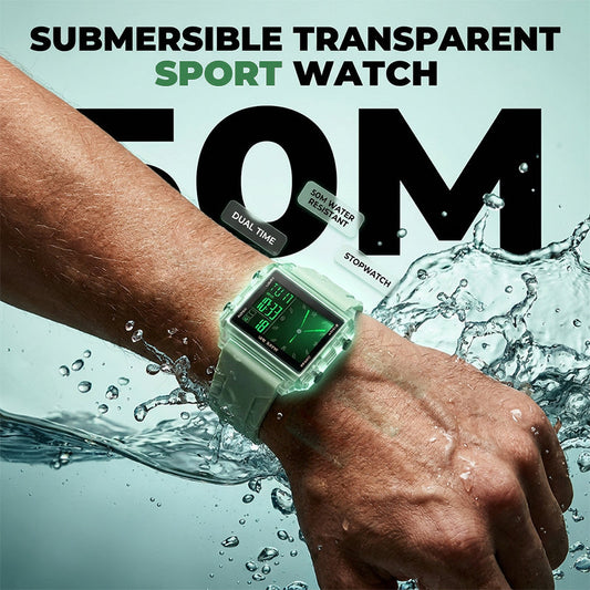 ⌚ -50% ! 🌟 Montre Numérique Transparente et Étanche 50M – ABS + Silicone + Acrylique – Affichage LED Clair & Design Givré pour Sport, Bureau et Sorties Nocturnes 🏋️