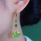 🌙✨ PROMO LIMITÉE -50% ! Boucles d'Oreilles Feuille Ginkgo Pompons Femme – Pierres Vertes Scintillantes, Ultra-Légères, Silhouette Longue Glamour · Jour & Soirée 🎁 2 Paires