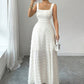 🌹 PROMO LIMITÉE -50% ! ✨ Robe Maxi Sans Manches Col Carré Femme – Tissu 3D Texturé, Fente Haute, Nœud Dos Chic, Silhouette Allongée · Blanc · S–XL 🍾