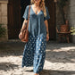 🌺 PROMO LIMITÉE -52% ! ✨ Robe Maxi Boho Femme – Col V Flatteur, Imprimé Léopard & Pois Unique, Tissu Respirant, Jupe Étagée Fluide · Bleu · S–5XL 🐆