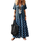 🌺 PROMO LIMITÉE -52% ! ✨ Robe Maxi Boho Femme – Col V Flatteur, Imprimé Léopard & Pois Unique, Tissu Respirant, Jupe Étagée Fluide · Bleu · S–5XL 🐆
