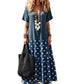 🌺 PROMO LIMITÉE -52% ! ✨ Robe Maxi Boho Femme – Col V Flatteur, Imprimé Léopard & Pois Unique, Tissu Respirant, Jupe Étagée Fluide · Bleu · S–5XL 🐆