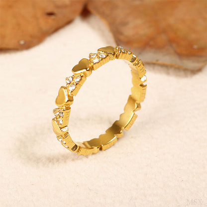 💍 PROMO LIMITÉE -50% ! ✨ Bague Éternité Cœur Femme – Acier Inox Premium, Zircons Micro-Pavés Brillants, Anti-Ternissement · Or & Argent · Tailles 6-8 · Cadeau Parfait 🎁