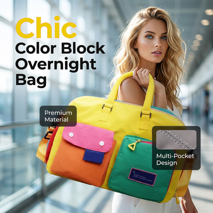 🎒✨ PROMO -50% ! Sac de Voyage Color Block – Grande Capacité 3 Jours, Poches Accès Rapide, Tissu Premium Résistant, Bandoulière Amovible · 7 Coloris · Achetez-en 2 = Livraison Gratuite 🏆