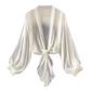 👗 PROMO -40% ! ⏰ Cardigan Femme Mousseline Nœud Frontal – Tissu Transparent Respirant Premium, Manches Bouffantes Romantiques, Coupe Courte Polyvalente · 7 Coloris · S–2XL ✨