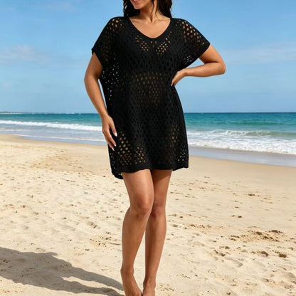 🏖️ PROMO -50% ! 💥 Cache-Maillot Femme Crochet Ajouré – Respirabilité Exceptionnelle, Protection UV Légère, Polyester Antifroissable Séchage Rapide · 4 Coloris · Taille Unique ✨
