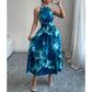 👗 PROMO LIMITÉE -50% ! ⏳ Robe Longue Halter Femme Imprimé Floral – Taille Smockée Extensible, Aquarelle Surdimensionnée, Fluide · 5 Coloris · S–XL EU 34-46 🌸 Été & Plage