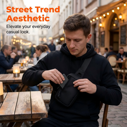 🎒🔥 PROMO -50% LIMITÉE ! Sac Bandoulière Homme Urban Commuter – Tissu Polyester Résistant Eau, Compartiments Organisés Passeport Téléphone Clés, Sangle Réglable 3 Ports · Ultraléger · Noir ✨