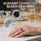 📢✨ PROMO ! Bague Vintage Femme Zircon Noir Solitaire – Anneau Filigrane Délicat Pavé Antique, Cuivre Poli Brillance Longue Durée, Sertissage Griffes Précision Sécurisé · Argent · US 5-9 💎