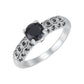 📢✨ PROMO ! Bague Vintage Femme Zircon Noir Solitaire – Anneau Filigrane Délicat Pavé Antique, Cuivre Poli Brillance Longue Durée, Sertissage Griffes Précision Sécurisé · Argent · US 5-9 💎