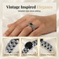 📢✨ PROMO ! Bague Vintage Femme Zircon Noir Solitaire – Anneau Filigrane Délicat Pavé Antique, Cuivre Poli Brillance Longue Durée, Sertissage Griffes Précision Sécurisé · Argent · US 5-9 💎