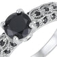 📢✨ PROMO ! Bague Vintage Femme Zircon Noir Solitaire – Anneau Filigrane Délicat Pavé Antique, Cuivre Poli Brillance Longue Durée, Sertissage Griffes Précision Sécurisé · Argent · US 5-9 💎
