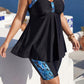🥰🔥 PROMO -50% ! Maillot de Bain Tankini 2 Pièces Femme Grande Taille – Haut Fluide Trapèze Effet Ventre Plat, Shorty Couvrant Maintien Sûr, Imprimé Tropical Amincissant · Noir · 1XL à 6XL ✨