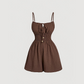 🌴🔥 -50% ! Combinaison Femme Tissu Froissé Texturé – Taille Smockée Sablier Flatteuse Confort Journée, Corsage Nœud Chic Buste Froncé Flexible, Respirant Léger Aéré Plage Brunch · Brun Noir Vert · S-XL ✨