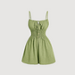 🌴🔥 -50% ! Combinaison Femme Tissu Froissé Texturé – Taille Smockée Sablier Flatteuse Confort Journée, Corsage Nœud Chic Buste Froncé Flexible, Respirant Léger Aéré Plage Brunch · Brun Noir Vert · S-XL ✨