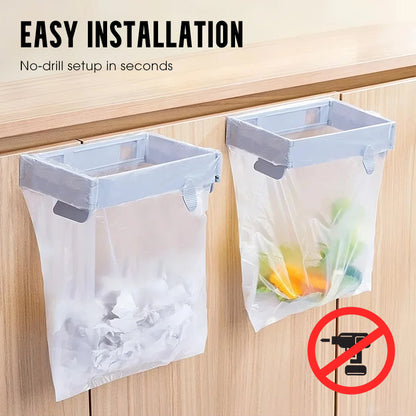 🗑️🔥 PROMO -50% ! Support Sac Poubelle Mural Pliable Sans Perçage – Adhésif Solide Murs Protégés, Pliage Anti-Odeurs Compact Rangement, Polyvalent Cuisine Salle Bain Placard · Blanc & Gris ✨