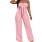 👗🔥 PROMO -50% ! Combinaison Femme Bustier Sans Bretelles Taille Haute Jambe Large – Tissu Texturé Respirant Sophistiqué, Nœud Avant Féminin Moderne, Coupe Fluide Liberté Mouvement · 4 Coloris · XS-XL ✨