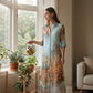 🌺🔥 -50% ! Robe Maxi Imprimé Rétro Bohème Femme – Silhouette Fluide Flatteuse Toutes Morphologies, Tissu Premium Respirant Léger Journées Chaudes, Col V Boutonnage Devant Polyvalent · Bleu Clair · XS-3XL ✨