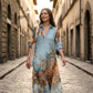 🌺🔥 -50% ! Robe Maxi Imprimé Rétro Bohème Femme – Silhouette Fluide Flatteuse Toutes Morphologies, Tissu Premium Respirant Léger Journées Chaudes, Col V Boutonnage Devant Polyvalent · Bleu Clair · XS-3XL ✨
