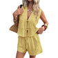 🌴🔥 -50% ! Ensemble Gilet Noué Short Femme Été – Tissu Texturé Respirant Léger Journées Chaudes, Coupe Décontractée Ample Liberté Mouvement Silhouette Flatteuse, Vacances Resort Plage Brunch · 4 Coloris · S-XL ✨