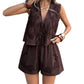 🌴🔥 -50% ! Ensemble Gilet Noué Short Femme Été – Tissu Texturé Respirant Léger Journées Chaudes, Coupe Décontractée Ample Liberté Mouvement Silhouette Flatteuse, Vacances Resort Plage Brunch · 4 Coloris · S-XL ✨