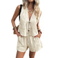 🌴🔥 -50% ! Ensemble Gilet Noué Short Femme Été – Tissu Texturé Respirant Léger Journées Chaudes, Coupe Décontractée Ample Liberté Mouvement Silhouette Flatteuse, Vacances Resort Plage Brunch · 4 Coloris · S-XL ✨