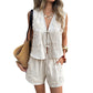 🌴🔥 -50% ! Ensemble Gilet Noué Short Femme Été – Tissu Texturé Respirant Léger Journées Chaudes, Coupe Décontractée Ample Liberté Mouvement Silhouette Flatteuse, Vacances Resort Plage Brunch · 4 Coloris · S-XL ✨