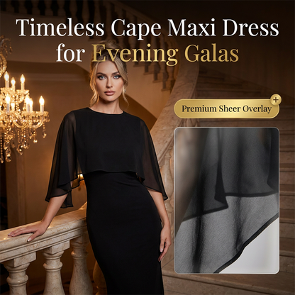 👗🌸 PROMO FLASH -50% ! Robe Maxi Cape Élégante Femme – Superposition Résille Transparente, Silhouette Sablier Sirène, 2 Coloris, Tailles XS-L, Idéale Gala & Cocktail ✨