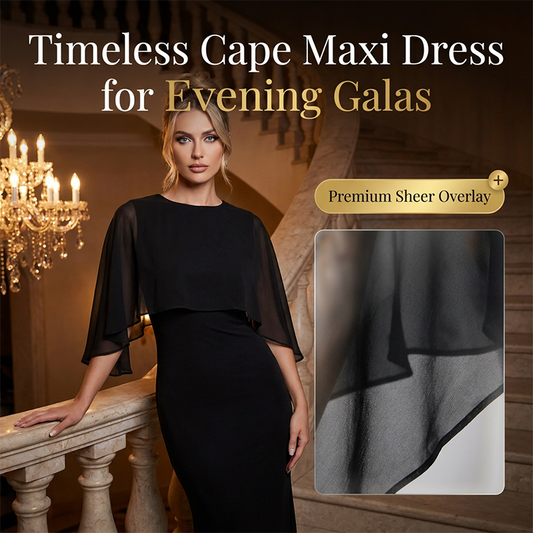 👗🌸 PROMO FLASH -50% ! Robe Maxi Cape Élégante Femme – Superposition Résille Transparente, Silhouette Sablier Sirène, 2 Coloris, Tailles XS-L, Idéale Gala & Cocktail ✨