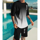Ensemble T-Shirt et Short Dégradé 3D pour Homme - Tenue Estivale Casual 2 Pièces