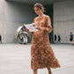 🌸🔥 -50% ! Robe Midi Femme Imprimé Floral Col V Élégante – Coupe Casual Intemporelle Toutes Morphologies Tombé Gracieux, Tissu Ultra-Léger Respirant Confort Journée, Polyvalente Plage Brunch Jardin · Orange · S-2XL ✨