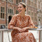 🌸🔥 -50% ! Robe Midi Femme Imprimé Floral Col V Élégante – Coupe Casual Intemporelle Toutes Morphologies Tombé Gracieux, Tissu Ultra-Léger Respirant Confort Journée, Polyvalente Plage Brunch Jardin · Orange · S-2XL ✨