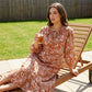 🌸🔥 -50% ! Robe Midi Femme Imprimé Floral Col V Élégante – Coupe Casual Intemporelle Toutes Morphologies Tombé Gracieux, Tissu Ultra-Léger Respirant Confort Journée, Polyvalente Plage Brunch Jardin · Orange · S-2XL ✨