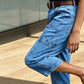 📢👖 PROMO FLASH 50% ! Pantalon Jean Court Extensible Femme – Coupe Barrel Décontractée, Taille Mi-Haute, Poches Multiples, 2 Coloris, Tailles S-3XL, Idéal Quotidien ✨
