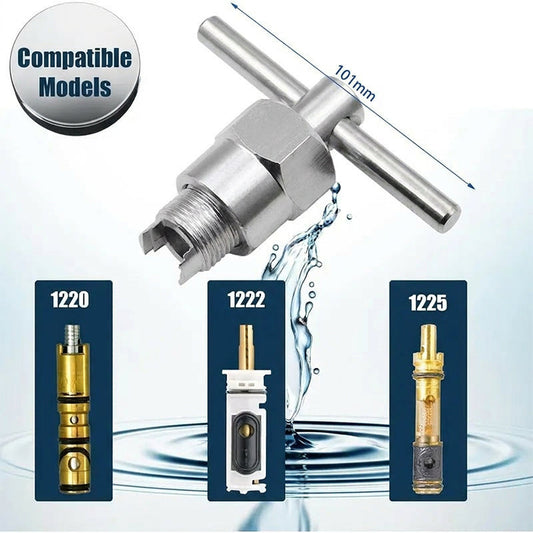 🔧✨ PROMO FLASH -50% ! Outil Extracteur Cartouche Robinet – Compatible 1220/1222/1225, Vis Longue Améliorée, Poignée T Ergonomique, Métal Durable 🔥