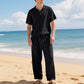 👔 50% DE RÉDUCTION ! 🌊 Ensemble Lin Homme – Mélange Lin – Coupe Décontractée & Léger for Plage & Été
