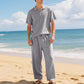 👔 50% DE RÉDUCTION ! 🌊 Ensemble Lin Homme – Mélange Lin – Coupe Décontractée & Léger for Plage & Été