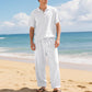 👔 50% DE RÉDUCTION ! 🌊 Ensemble Lin Homme – Mélange Lin – Coupe Décontractée & Léger for Plage & Été