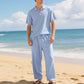 👔 50% DE RÉDUCTION ! 🌊 Ensemble Lin Homme – Mélange Lin – Coupe Décontractée & Léger for Plage & Été
