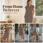 👗✨ PROMO FLASH -50% ! Robe Décontractée Coton Mélangé Femme – Col Rond, Manches Courtes, Coupe Ample Midi, 9 Coloris, Tailles S-L, Idéale Été & Quotidien 🌸