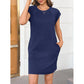 👗✨ PROMO FLASH -50% ! Robe Décontractée Coton Mélangé Femme – Col Rond, Manches Courtes, Coupe Ample Midi, 9 Coloris, Tailles S-L, Idéale Été & Quotidien 🌸