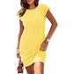 👗✨ PROMO FLASH -50% ! Robe Décontractée Coton Mélangé Femme – Col Rond, Manches Courtes, Coupe Ample Midi, 9 Coloris, Tailles S-L, Idéale Été & Quotidien 🌸