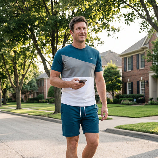 📢👕 PROMO FLASH 50% ! Ensemble T-Shirt & Short Color-Block Homme – Tissu Mélangé Respirant, Poches Latérales, 2 Coloris, Tailles S-5XL, Idéal Sport & Détente ⚡