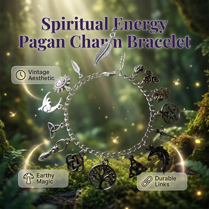 📿🌙 PROMO FLASH -50% ! Bracelet à Breloques Paganiste Vintage Femme – Symboles Wicca, Finition Argent Antique, Style Bohème Enchanteur, Idéal Quotidien & Spiritualité 🔥