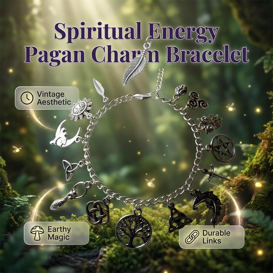 📿🌙 PROMO FLASH -50% ! Bracelet à Breloques Paganiste Vintage Femme – Symboles Wicca, Finition Argent Antique, Style Bohème Enchanteur, Idéal Quotidien & Spiritualité 🔥