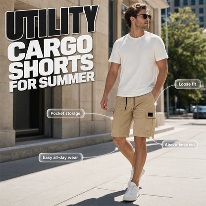 🩳☀️ PROMO FLASH -50% ! Short Cargo Décontracté Homme – Coupe Ample, Multi-Poches, Longueur 5/4, Tissu Mélangé, Tailles S-2XL, Idéal Été & Outdoor 🔥