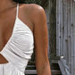 🔥✨ PROMO FLASH -50% ! Robe Longue Femme Sexy Col V Été – Décolleté Plongeant, Découpe Taille, Fente Haute, Dos Nu Halter, Ourlet Fluide, 4 Coloris, Tailles S-XL
